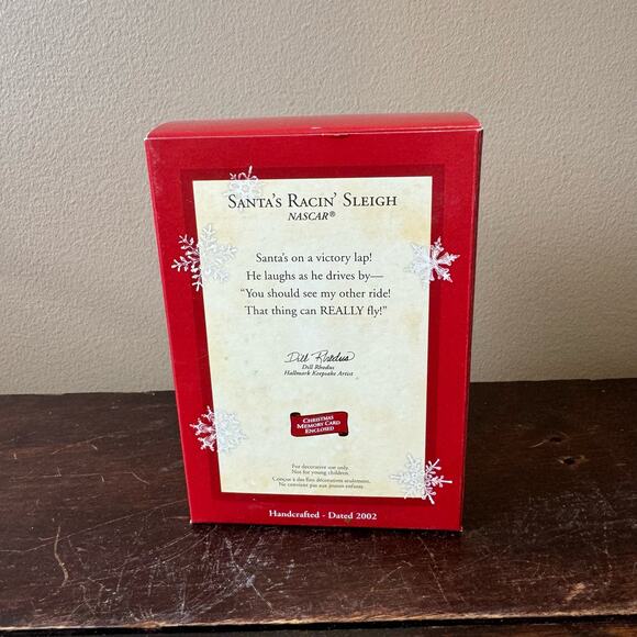 Hallmark NASCAR 2002 Santa's Racin' Sleigh Christmas Holiday Ornament NEW - Picture 3 of 5